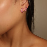 Pink Sapphire Pavé Huggie Hoops in 18K