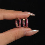 Pink Sapphire Pavé Huggie Hoops in 18K