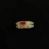 Ruby & Diamond Marquise Band Ring in 18K