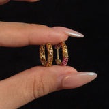 Pink Sapphire Pavé Huggie Hoops in 18K