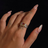 Ruby & Diamond Marquise Band Ring in 18K