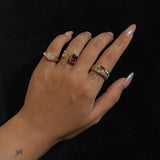 Ruby & Diamond Marquise Band Ring in 18K
