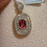 18K Pink Halo Pendant / 2.05g with Pink Tourmaline and Diamonds