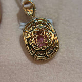 18K Pink Halo Pendant / 2.05g with Pink Tourmaline and Diamonds