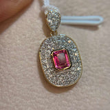 18K Pink Halo Pendant / 2.05g with Pink Tourmaline and Diamonds