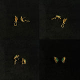 Emerald & Diamond Omega Back Earrings in 14K