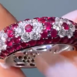 Ruby Blossom Pave Dome Band in 18KWG / 5.60g, R1.50ct, D0.54ct