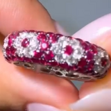 Ruby Blossom Pave Dome Band in 18KWG / 5.60g, R1.50ct, D0.54ct