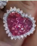 18K Ruby Invisible Set Heart Halo Ring / 6.2g, R1.90ct
