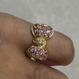 18KYG Vintage Bow Ring / 7.5g, PS 1.31ct, D0.15ct