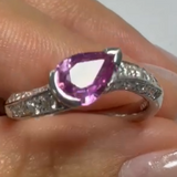 Pear Pink Sapphire Open Bezel Ring in PT900 / 4.8g, S1.03ct, D0.20ct