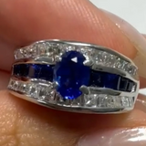 18K Sapphire Baguette Band Ring in PT900 / 10.10g, S1.70ct, D1.20ct