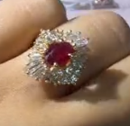 18KYG Ruby Ballerina Ring / 4.8g, R 1.01ct, D1.01ct (GIA)