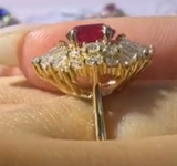 18KYG Ruby Ballerina Ring / 4.8g, R 1.01ct, D1.01ct (GIA)