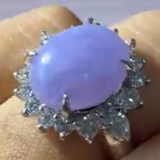 Lavender Jade Halo Ring in PT900 / 8.4g, J 8.4ct, D 1ct