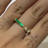 18K Emerald and Diamond Baguette Open Ring / 4.9g, E0.30ct, D0.17ct