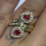 18K Ruby Bypass Ring / 7.20g, R 0.70ct, D0.42 + 0.61ct