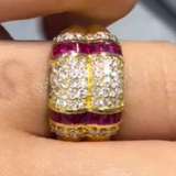 Ruby Diamond Pave Band in 18K / 7.6g