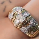 18K Domed Band Ring / 10.4g, D0.83ct