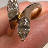 18K Marquise Diamond Bypass Toi et Moi Ring / 3.9g, D1.15ct