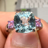 Aquamarine & Pink Sapphire Statement Ring in PT900 / 5.6g, AQ3.8ct, PS0.46ct