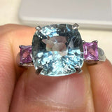 Aquamarine & Pink Sapphire Statement Ring in PT900 / 5.6g, AQ3.8ct, PS0.46ct