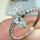 18K Marquise Diamond Toi et Moi Pavé Ring / 2.1g, D0.80ct +0.20ct