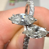 18K Marquise Diamond Toi et Moi Pavé Ring / 2.1g, D0.80ct +0.20ct