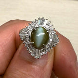 Cat’s Eye Diamond Halo Ring in PT900 / 9.2g, CAT2.57ct, D0.8ct
