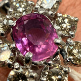 Pink Sapphire Cluster Halo Pendant in PT900 / 4.76g, PS1.415ct, D1.16ct+ 0.33ct