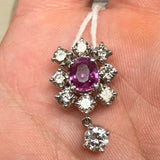 Pink Sapphire Cluster Halo Pendant in PT900 / 4.76g, PS1.415ct, D1.16ct+ 0.33ct