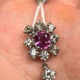 Pink Sapphire Cluster Halo Pendant in PT900 / 4.76g, PS1.415ct, D1.16ct+ 0.33ct