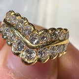 18K Diamond Double Chevron Ring / 5.5g, D1.01ct