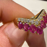 18K Ruby & Diamond V Ring / 4.6g, R1.50ct, D0.24ct