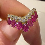 18K Ruby & Diamond V Ring / 4.6g, R1.50ct, D0.24ct
