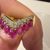 18K Ruby & Diamond V Ring / 4.6g, R1.50ct, D0.24ct