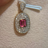 18K Pink Halo Pendant / 2.05g with Pink Tourmaline and Diamonds