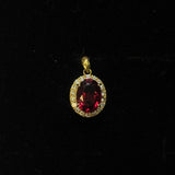 18K Rubellite Oval Halo Charm / 2.3g, RBL2.45ct, D0.35ct