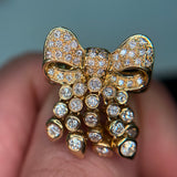 18K Diamond Bow Tassel Ring / 9.3g, D1.07ct