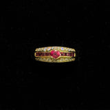 18K Ruby Heart Diamond Band / 6.6g, R0.63ct, 050ct, D0.36ct