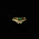 18K Heart Emerald & Diamond Ring / 3.6g, E0.13ct, D0.29ct