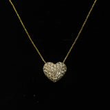 18K Puffy Pavé Heart Necklace / 4.6g, D1.30ct