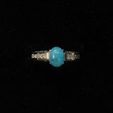 Cabochon Paraiba & Diamond Ring in PT900 / 5g, PBTCAB1.48ct, D0.56ct